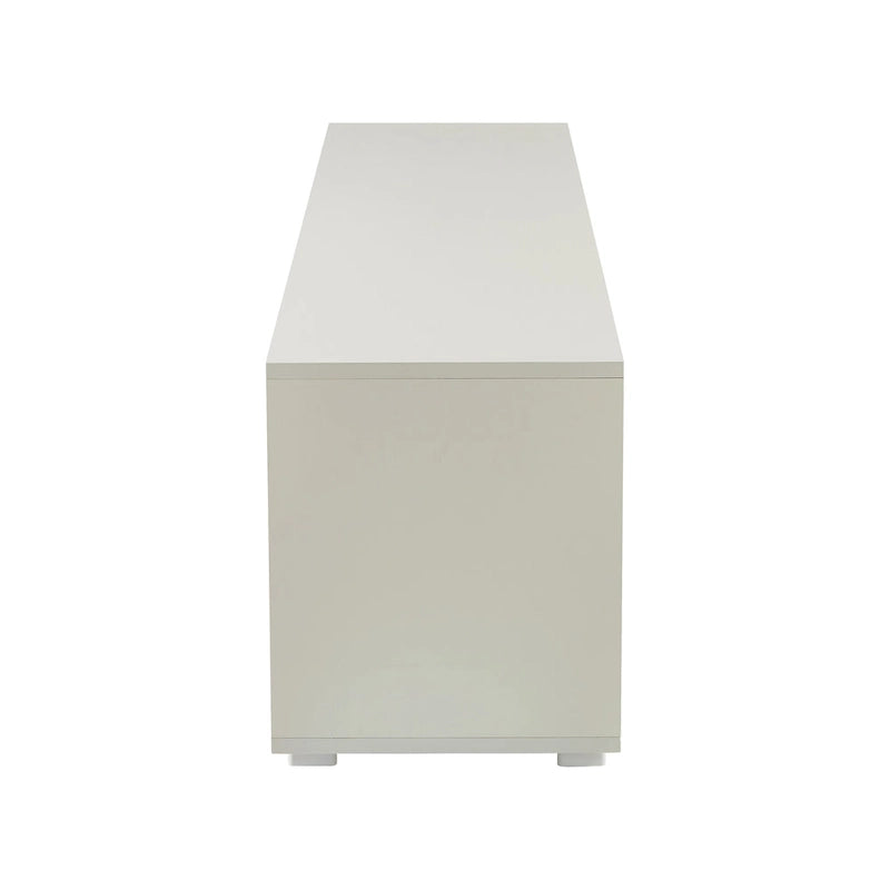 Modern White TV Stand with RGB LED Lights and Storage Drawers