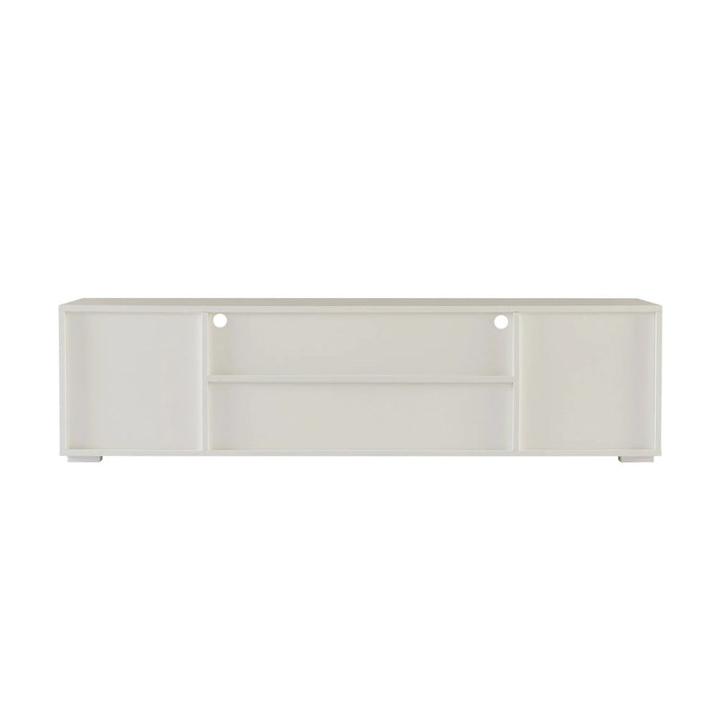 Modern White TV Stand with RGB LED Lights and Storage Drawers