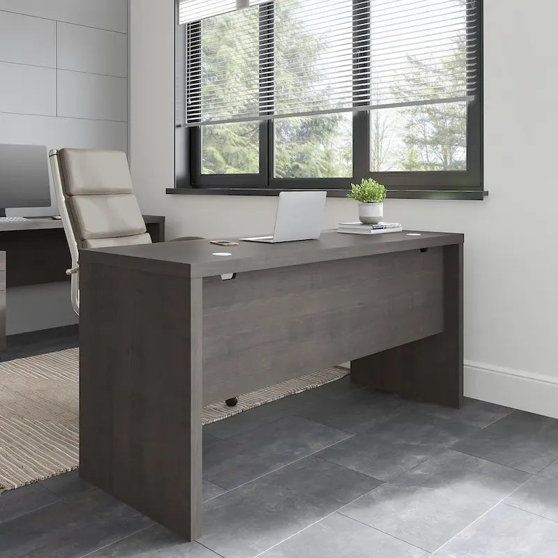 Contemporary Freestanding Credenza Desk with Durable Laminate Work Surface