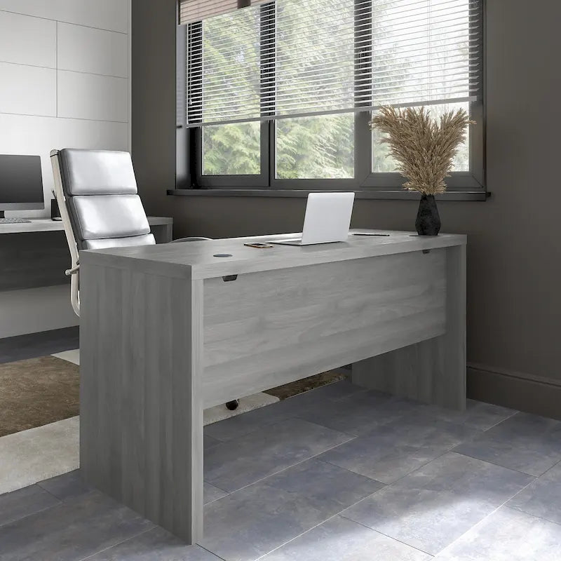 Contemporary Freestanding Credenza Desk with Durable Laminate Work Surface
