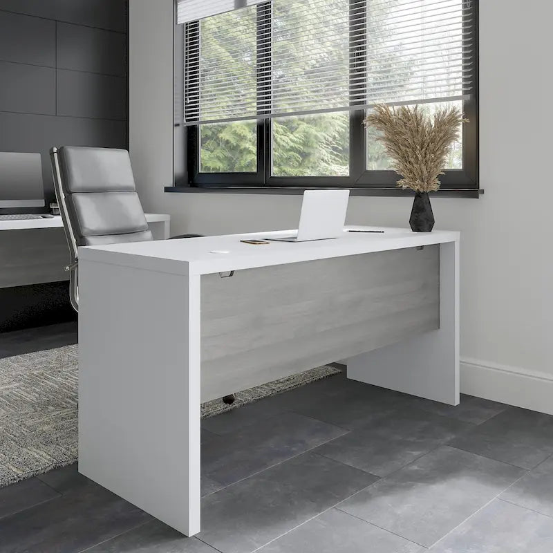 Contemporary Freestanding Credenza Desk with Durable Laminate Work Surface