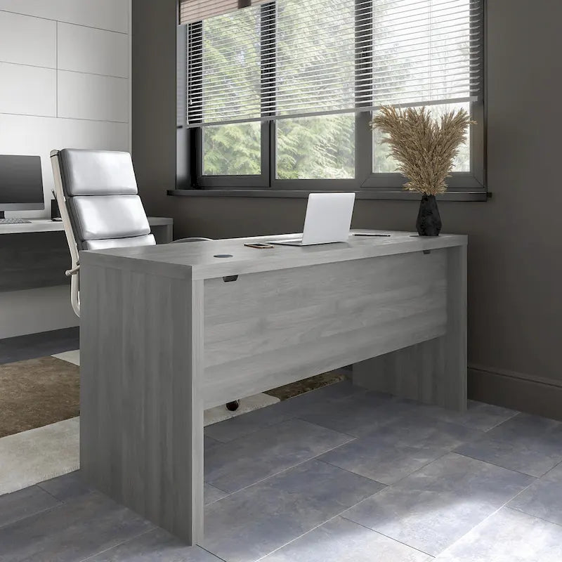Contemporary Freestanding Credenza Desk with Durable Laminate Work Surface