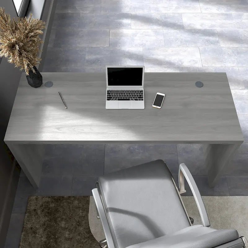 Contemporary Freestanding Credenza Desk with Durable Laminate Work Surface