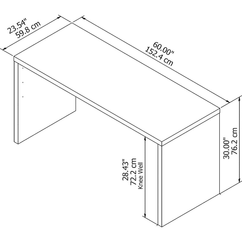 Contemporary Freestanding Credenza Desk with Durable Laminate Work Surface