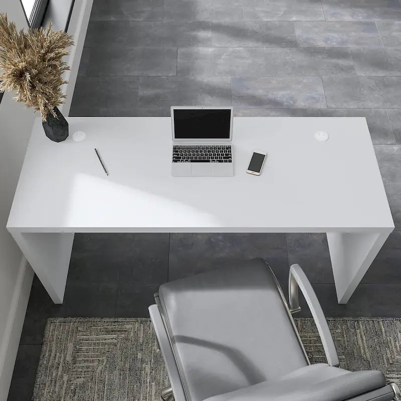 Contemporary Freestanding Credenza Desk with Durable Laminate Work Surface