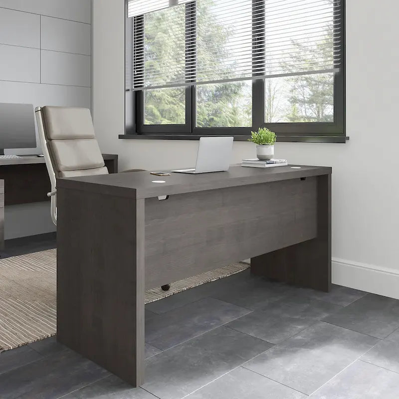 Contemporary Freestanding Credenza Desk with Durable Laminate Work Surface
