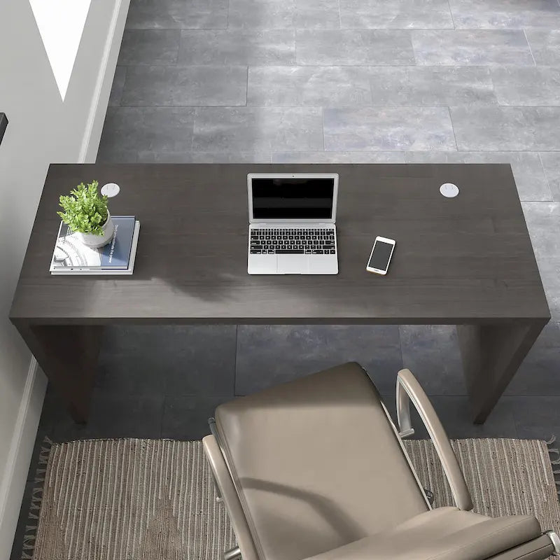 Contemporary Freestanding Credenza Desk with Durable Laminate Work Surface