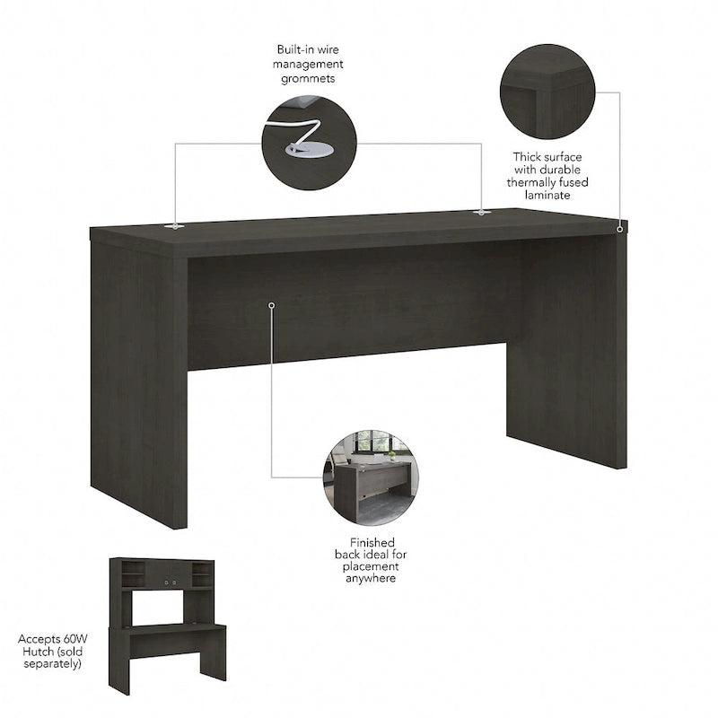 Contemporary Freestanding Credenza Desk with Durable Laminate Work Surface