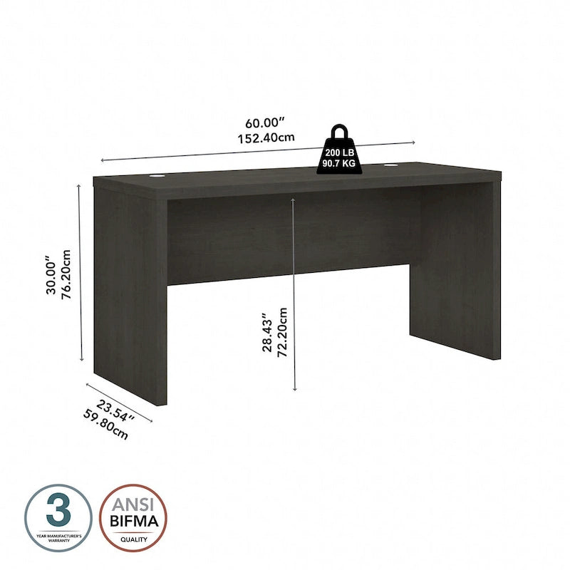 Contemporary Freestanding Credenza Desk with Durable Laminate Work Surface