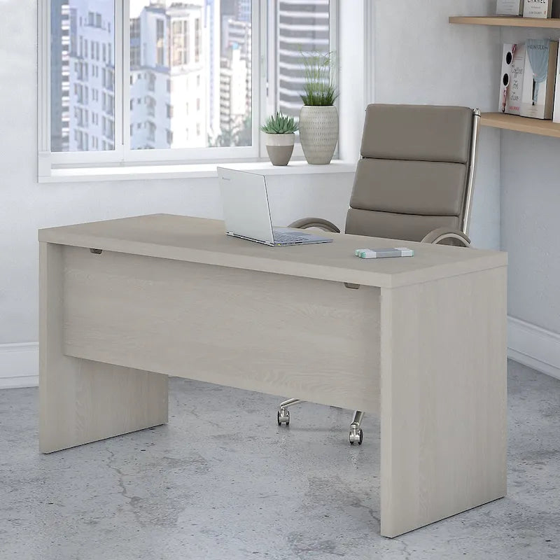 Contemporary Freestanding Credenza Desk with Durable Laminate Work Surface