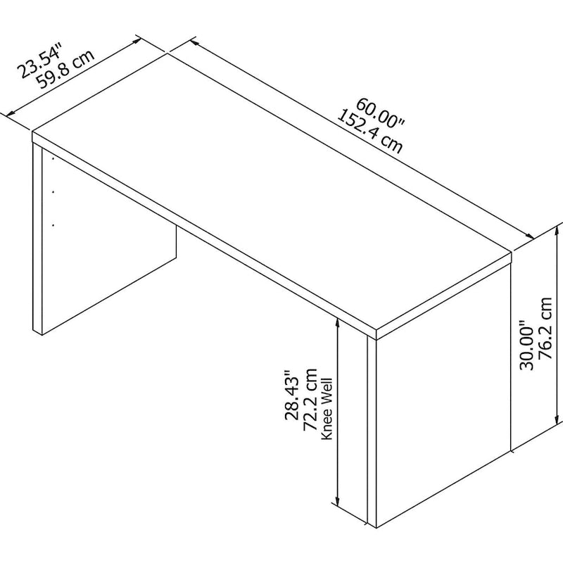 Contemporary Freestanding Credenza Desk with Durable Laminate Work Surface