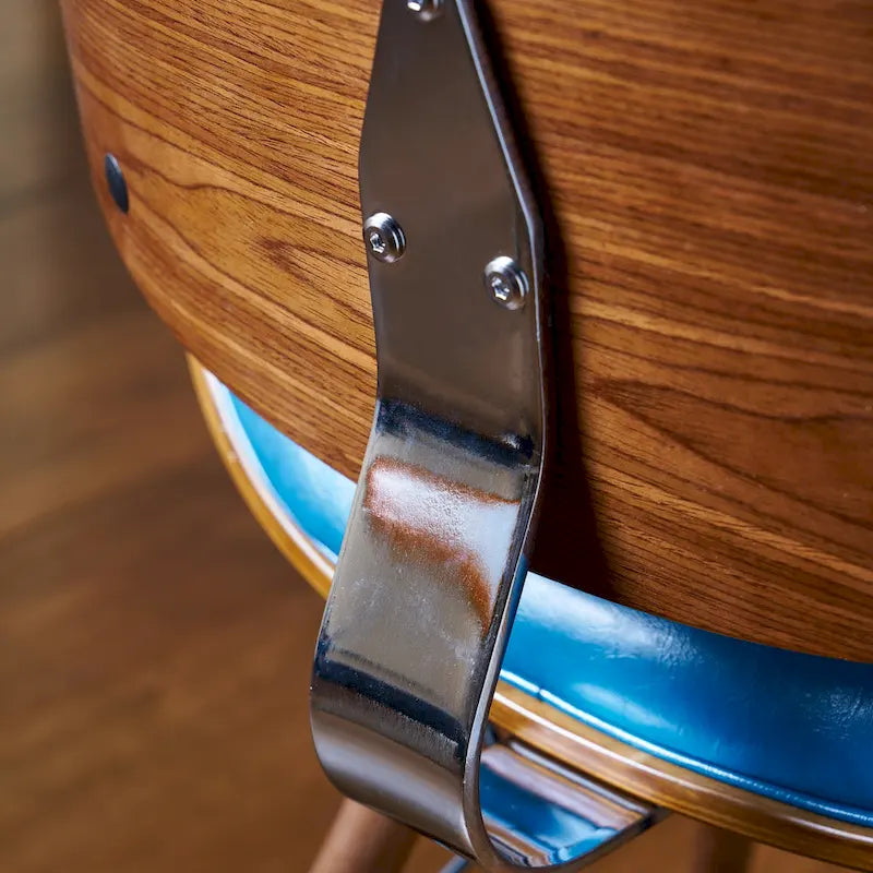 Teal Faux Leather Mid-Century Accent Chair with Walnut Finish Legs