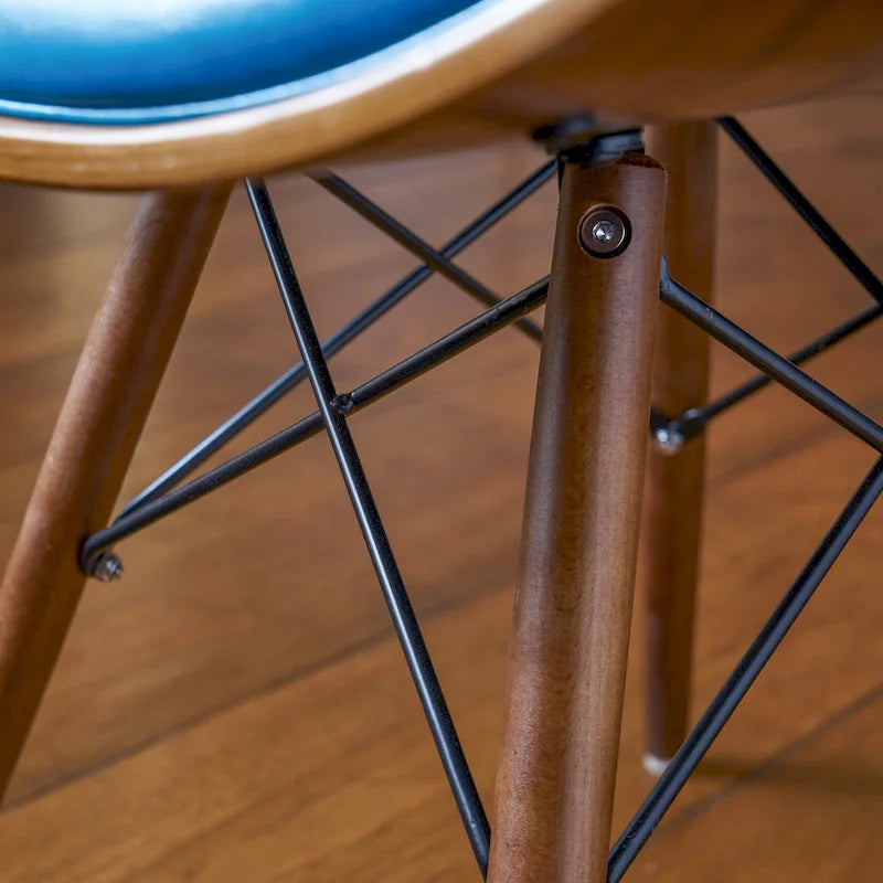 Teal Faux Leather Mid-Century Accent Chair with Walnut Finish Legs