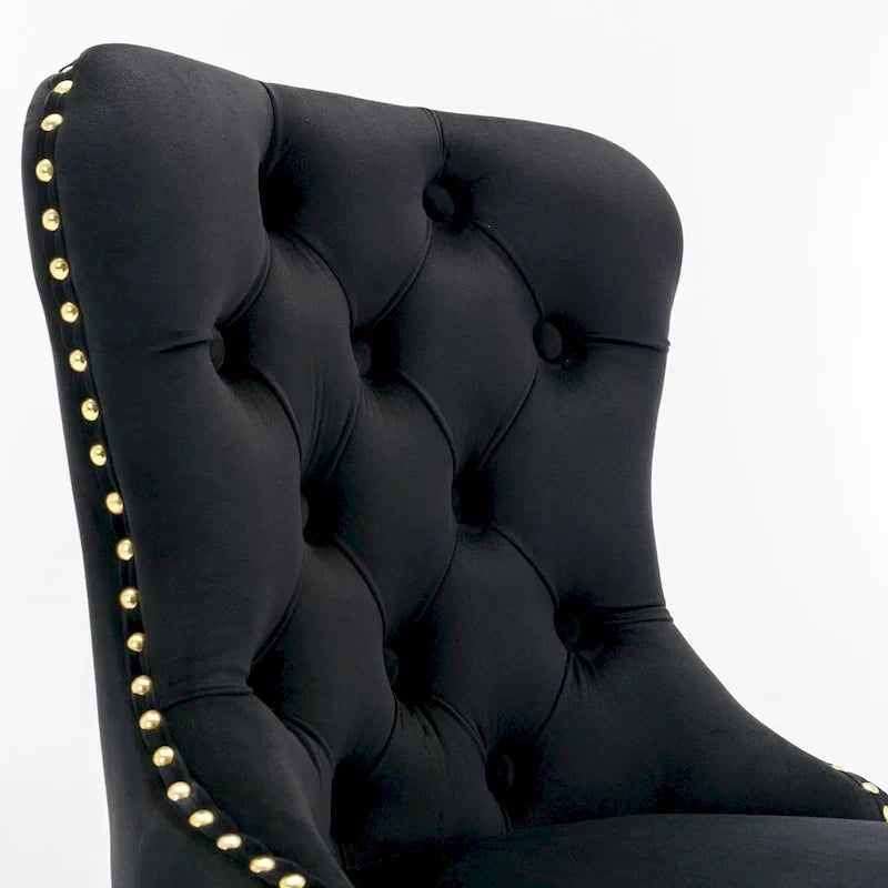 Adjustable Velvet Swivel Bar Stool with Backrest and Gold Accents