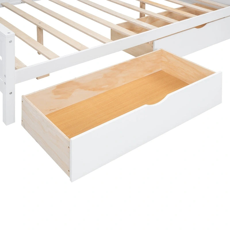 Wooden Bookcase Daybed with Glass Door Storage Cabinet and LED Lights