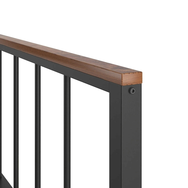 Black Metal Queen Platform Bed Frame with Headboard and Footboard