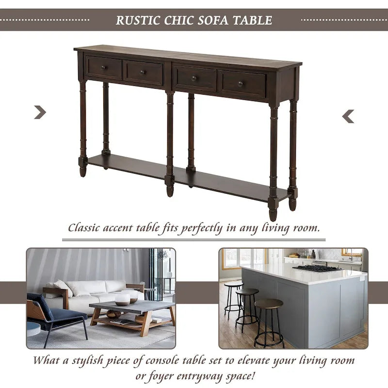 2-drawer Console Table - 11.10 x 58.00 x 34.00