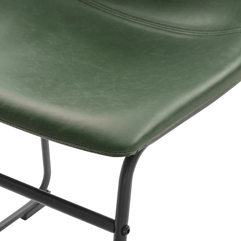 Faux Leather Counter Stool with Stitched Bucket Seat and Footrest