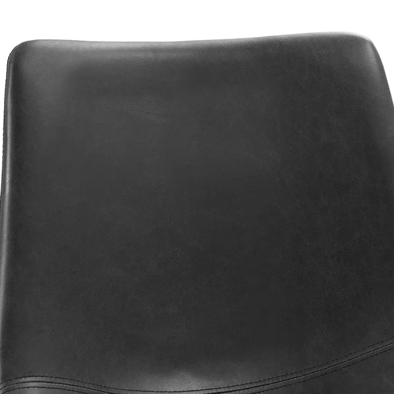 Faux Leather Counter Stool with Stitched Bucket Seat and Footrest