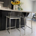 Clear Acrylic Counter Stool with Polished Metal Legs in Chrome or Gold
