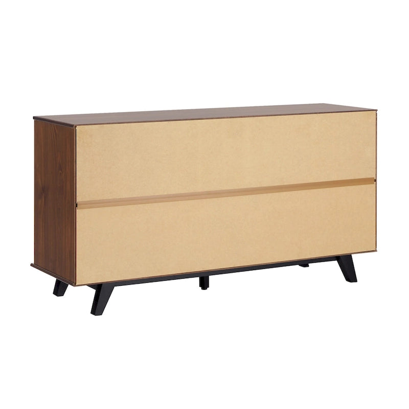 Contemporary Solid Pine Six Drawer Dresser with Detailed Drawer Fronts