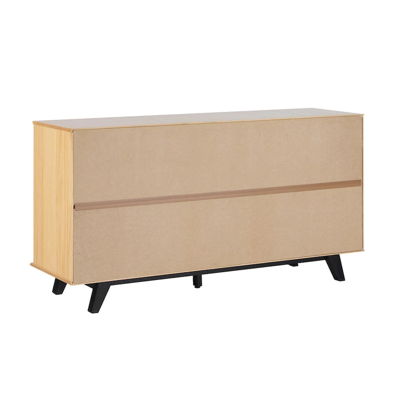 Contemporary Solid Pine Six Drawer Dresser with Detailed Drawer Fronts