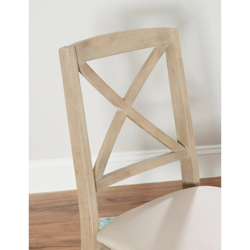 Grey Wash X-Back Folding Dining Side Chair with Padded Seat