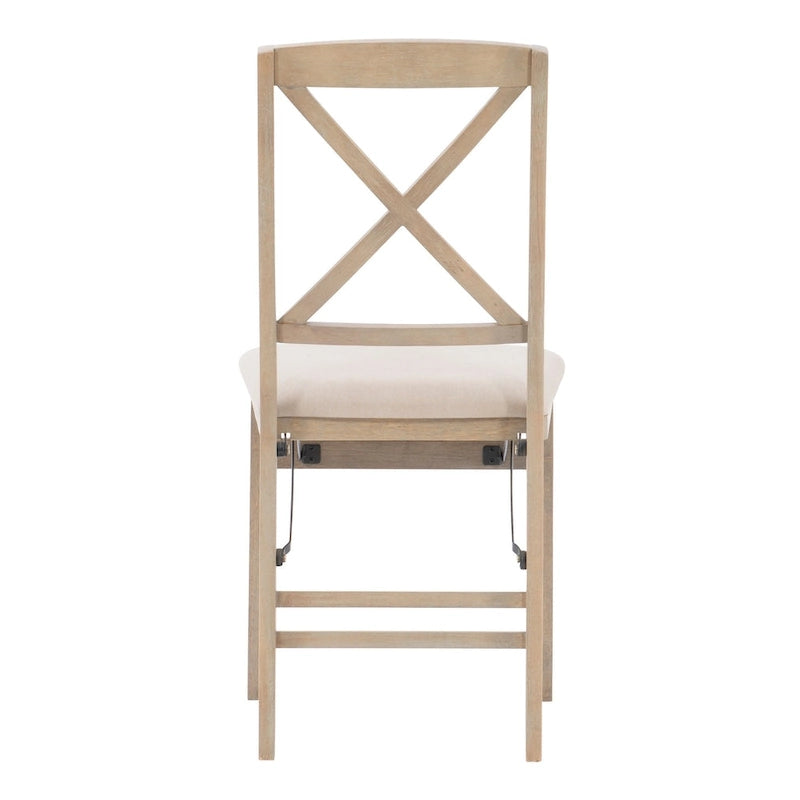 Grey Wash X-Back Folding Dining Side Chair with Padded Seat