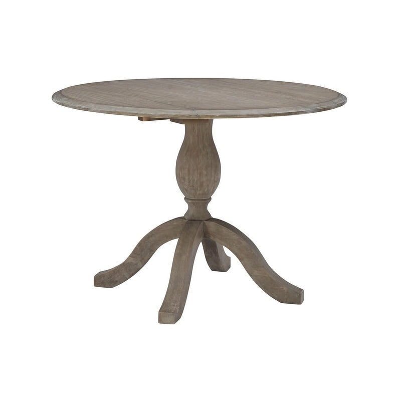Rustic Wood Drop Leaf Pedestal Dining Table for Small Spaces