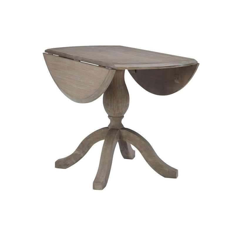 Rustic Wood Drop Leaf Pedestal Dining Table for Small Spaces