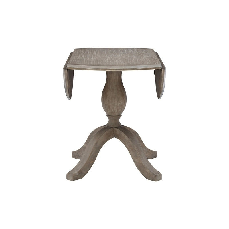 Rustic Wood Drop Leaf Pedestal Dining Table for Small Spaces