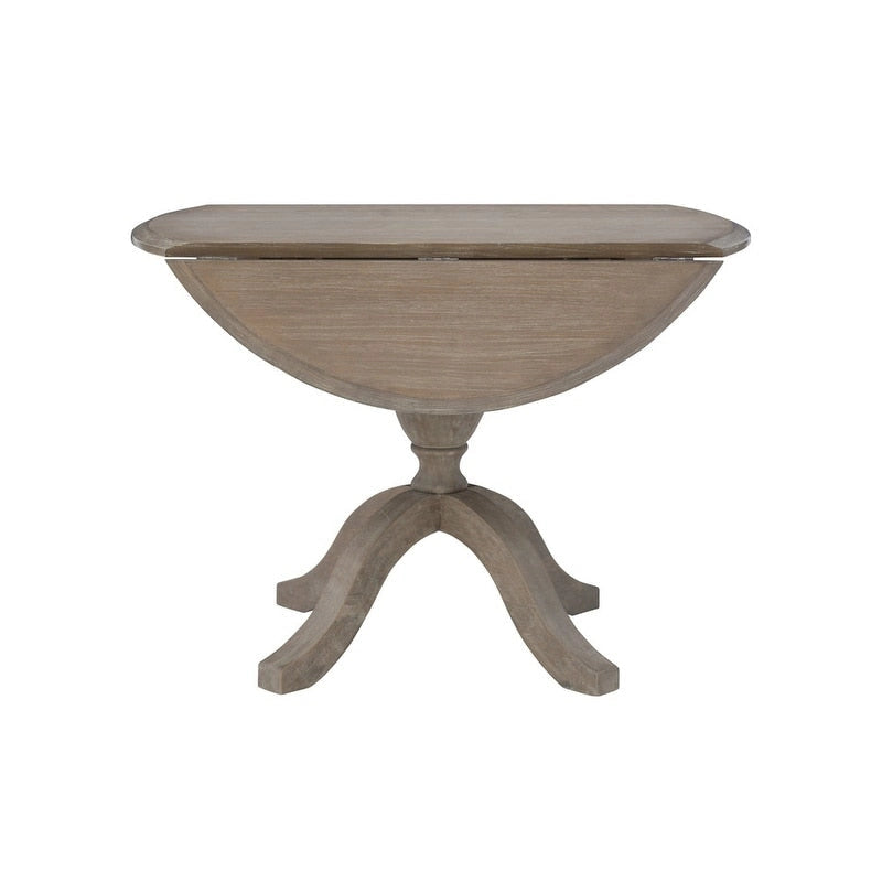 Rustic Wood Drop Leaf Pedestal Dining Table for Small Spaces
