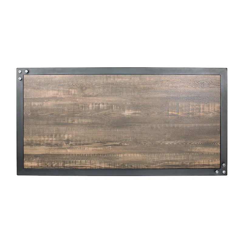 Rustic Dark Walnut and Black Coffee Table with Shelf