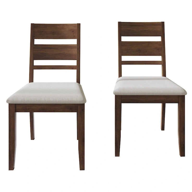 Wooden Dining Chair with Upholstered Seat and Horizontal Splat Back