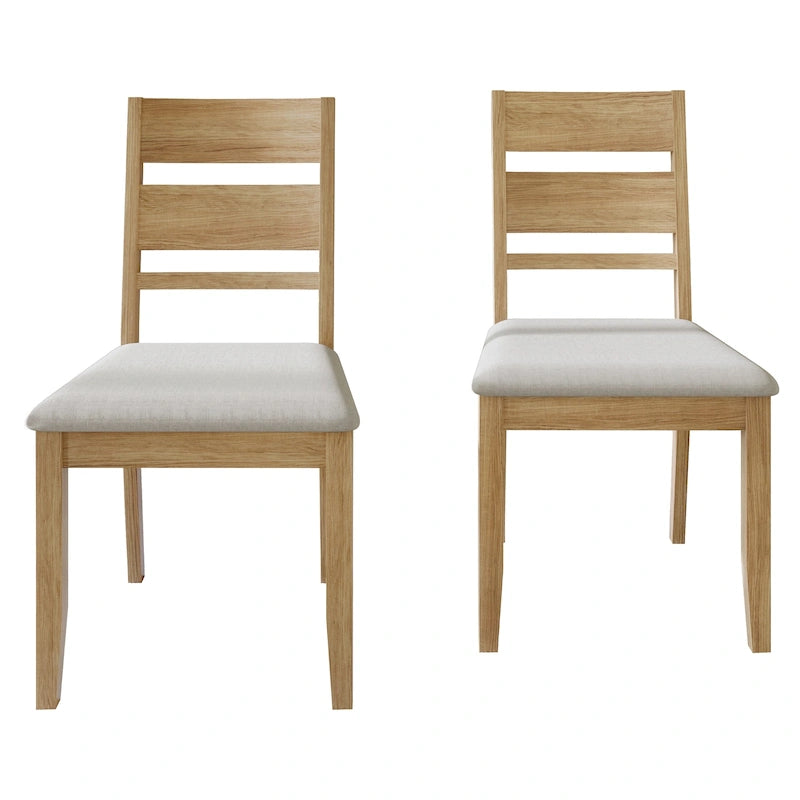 Wooden Dining Chair with Upholstered Seat and Horizontal Splat Back