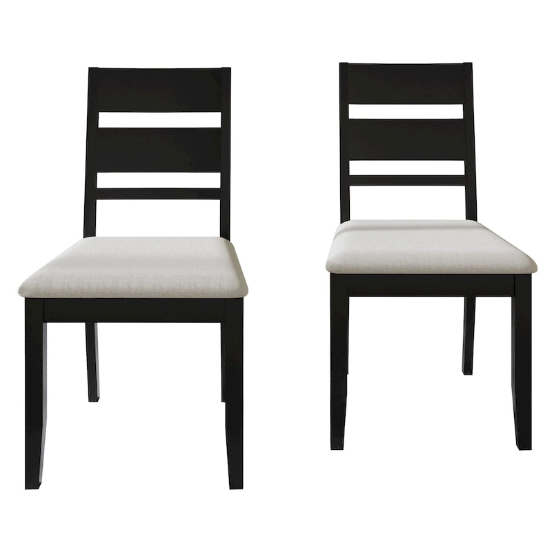 Wooden Dining Chair with Upholstered Seat and Horizontal Splat Back