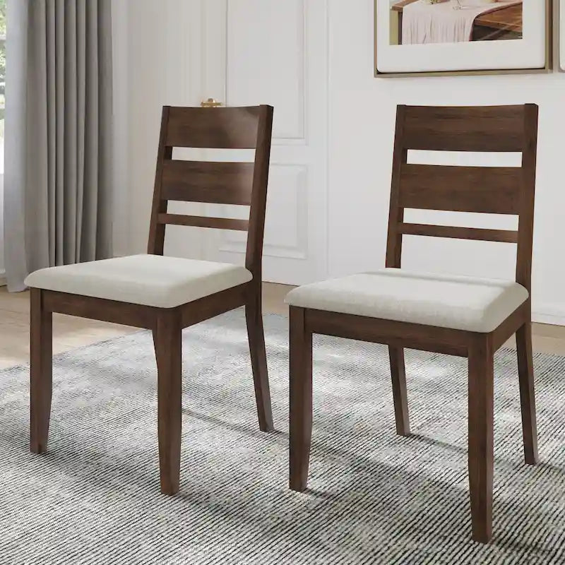 Wooden Dining Chair with Upholstered Seat and Horizontal Splat Back