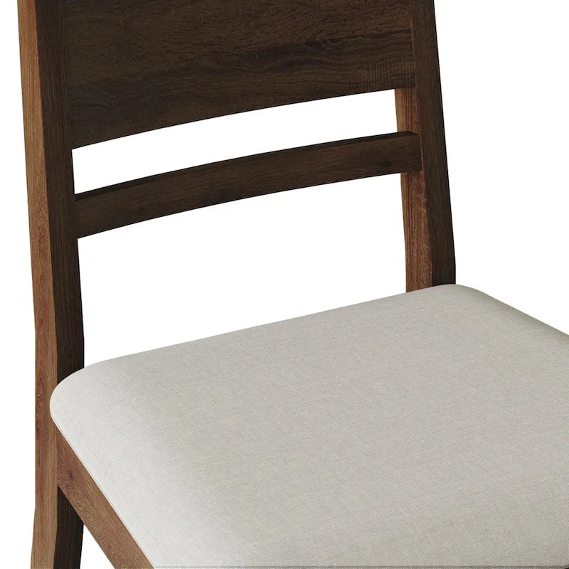 Wooden Dining Chair with Upholstered Seat and Horizontal Splat Back