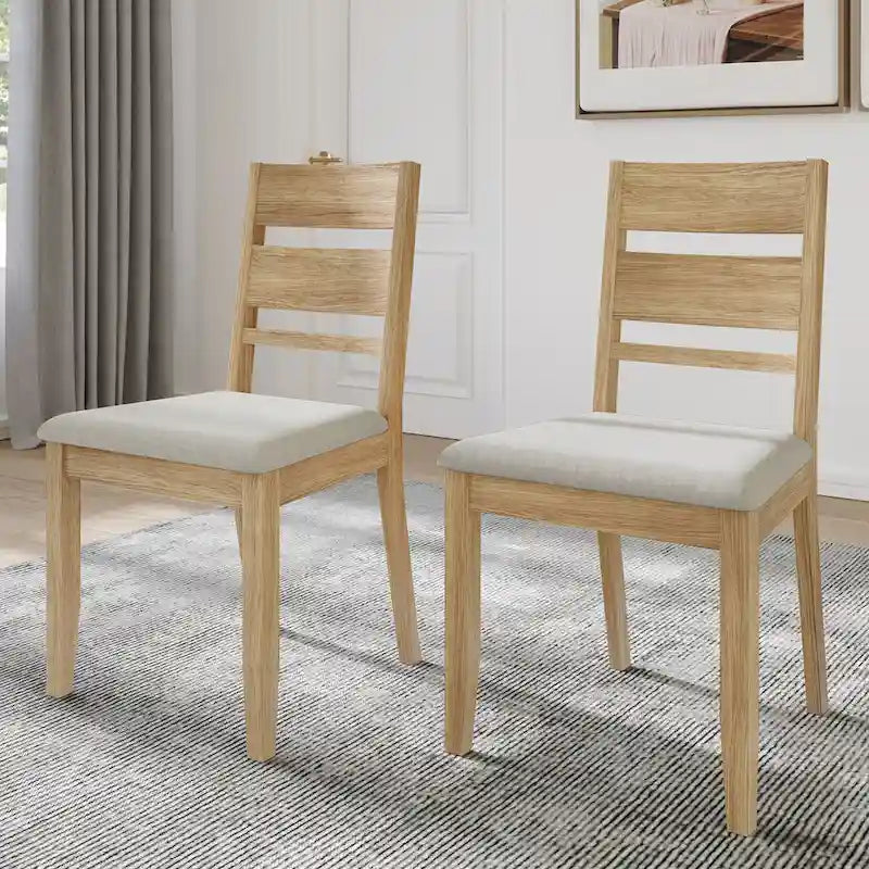 Wooden Dining Chair with Upholstered Seat and Horizontal Splat Back