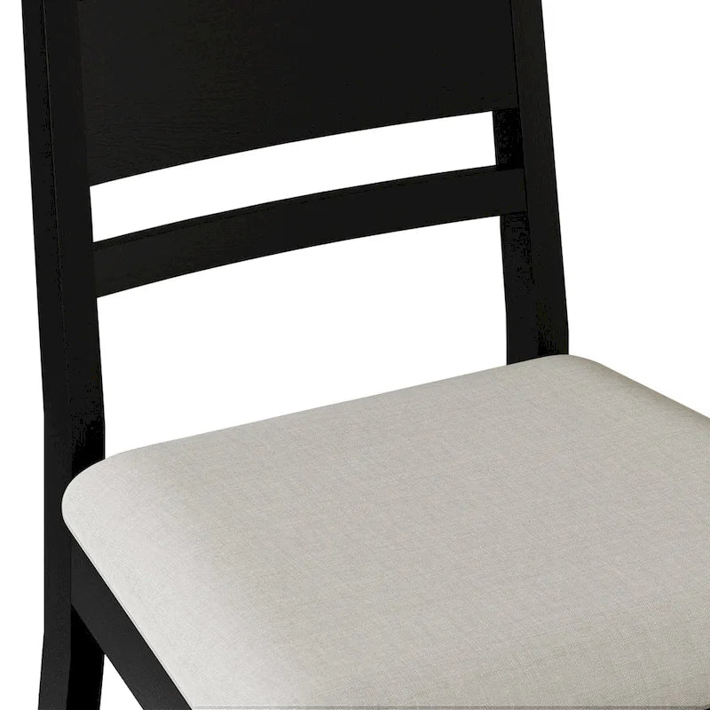 Wooden Dining Chair with Upholstered Seat and Horizontal Splat Back
