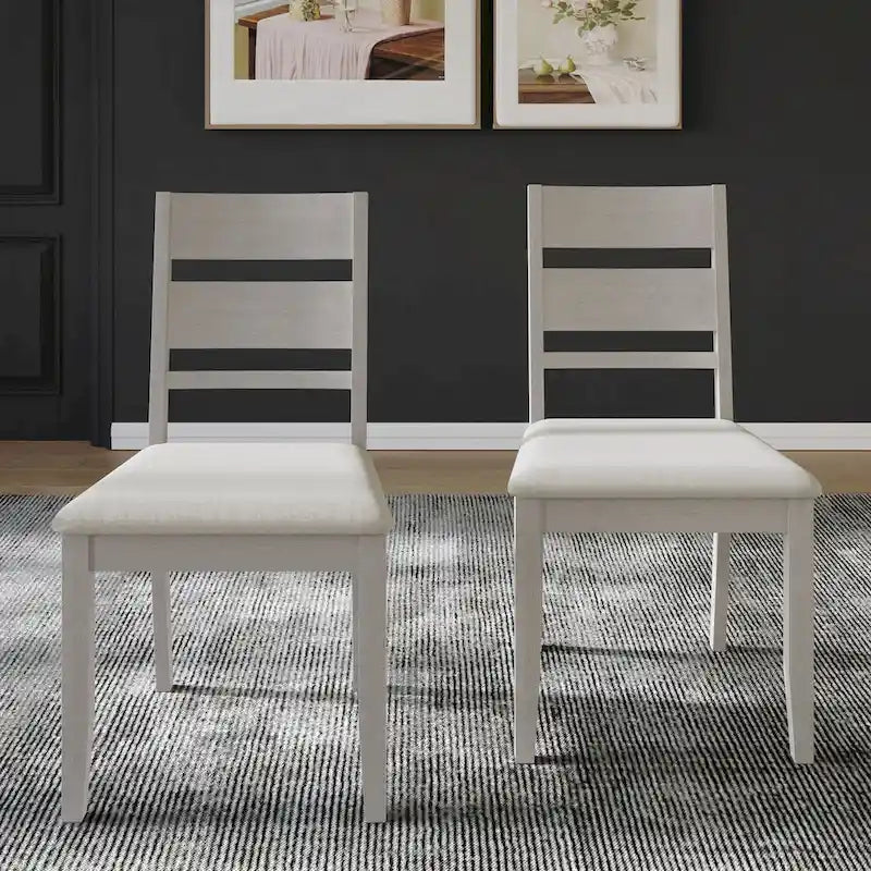 Wooden Dining Chair with Upholstered Seat and Horizontal Splat Back