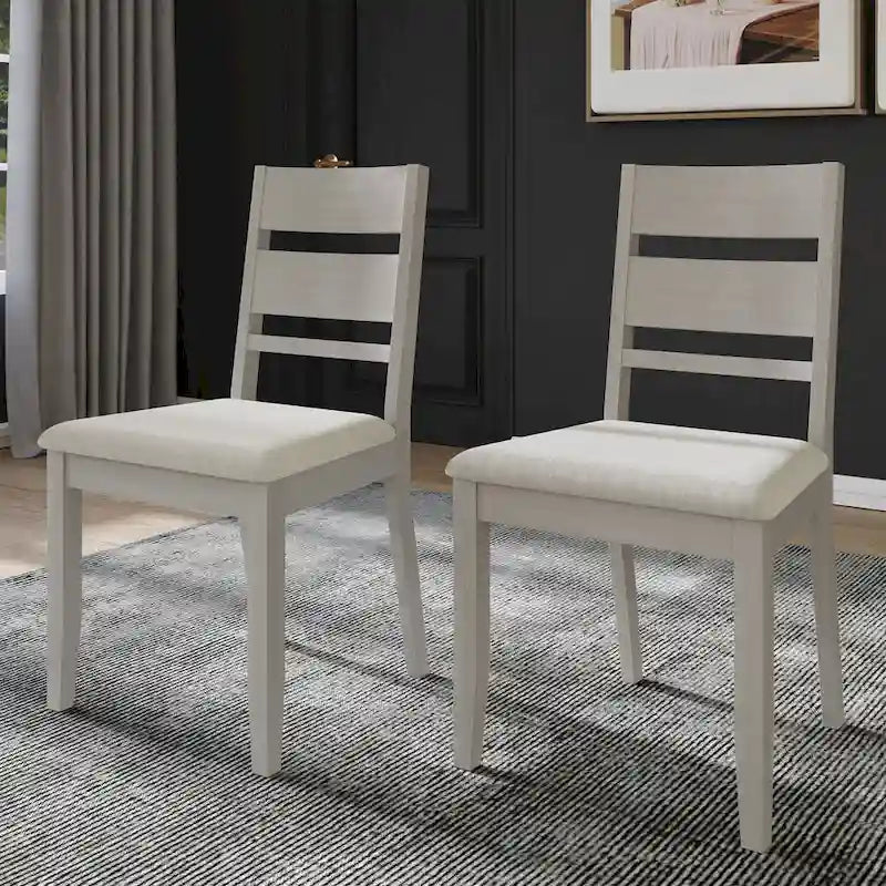 Wooden Dining Chair with Upholstered Seat and Horizontal Splat Back