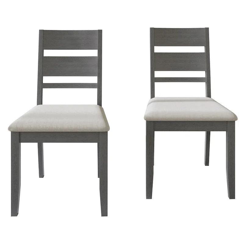 Wooden Dining Chair with Upholstered Seat and Horizontal Splat Back