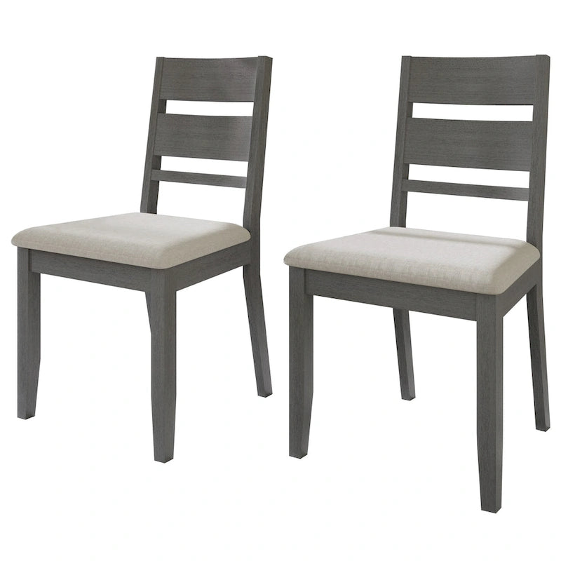Wooden Dining Chair with Upholstered Seat and Horizontal Splat Back