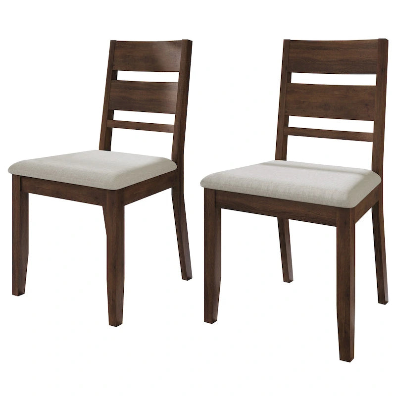 Wooden Dining Chair with Upholstered Seat and Horizontal Splat Back