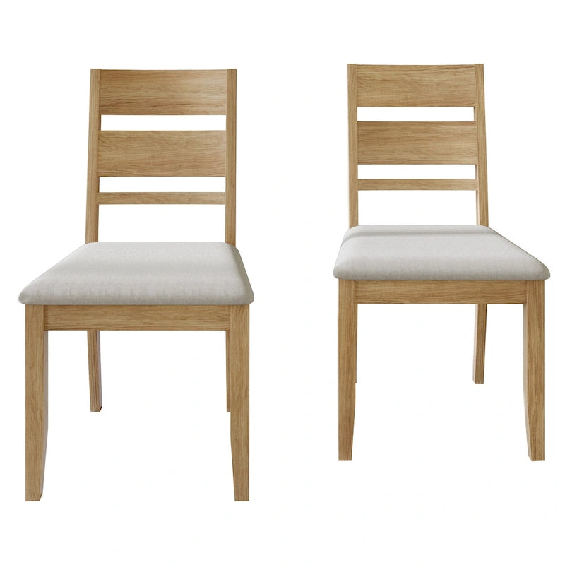 Wooden Dining Chair with Upholstered Seat and Horizontal Splat Back