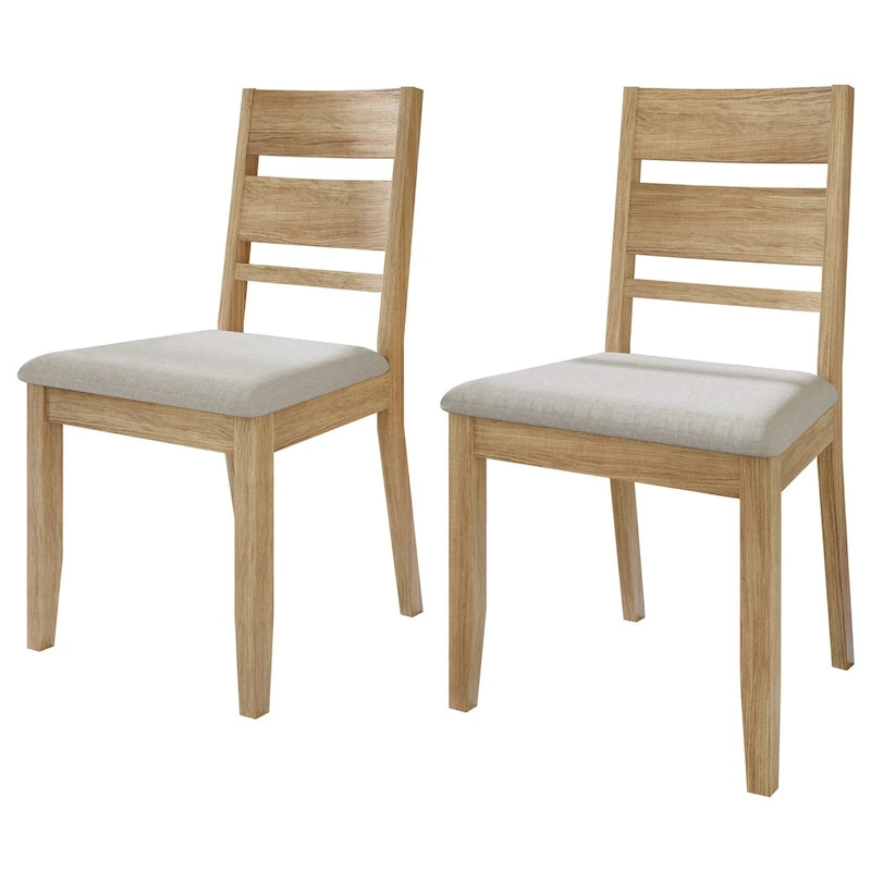 Wooden Dining Chair with Upholstered Seat and Horizontal Splat Back