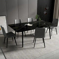70.8 inch rectangular white kitchen dining table, with a sintered stone marble tabletop, metal legs