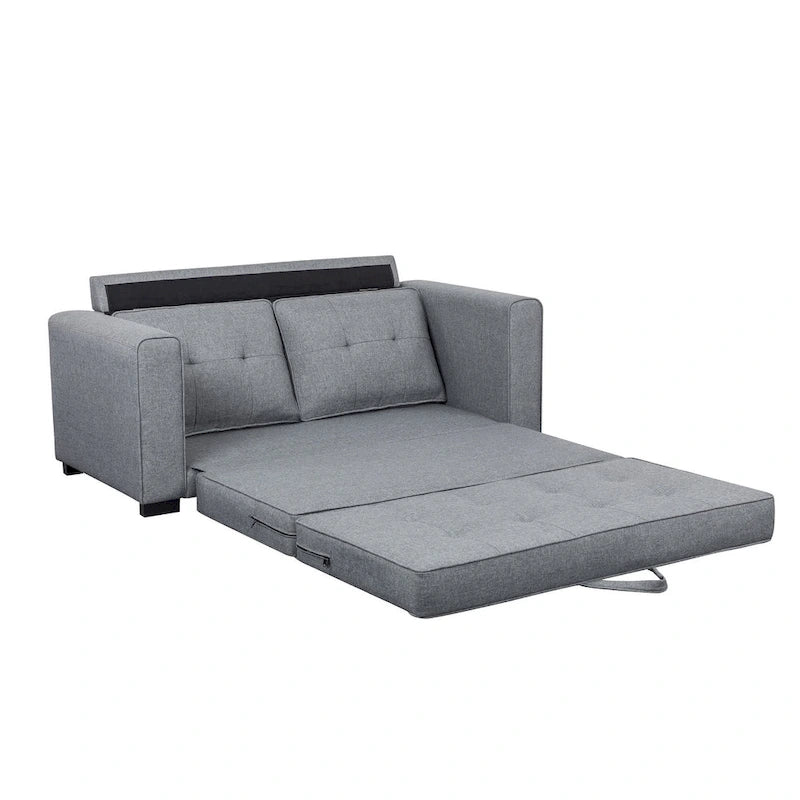 Tufted Fabric Convertible Sleeper Loveseat with Wood Frame and Foam Cushions
