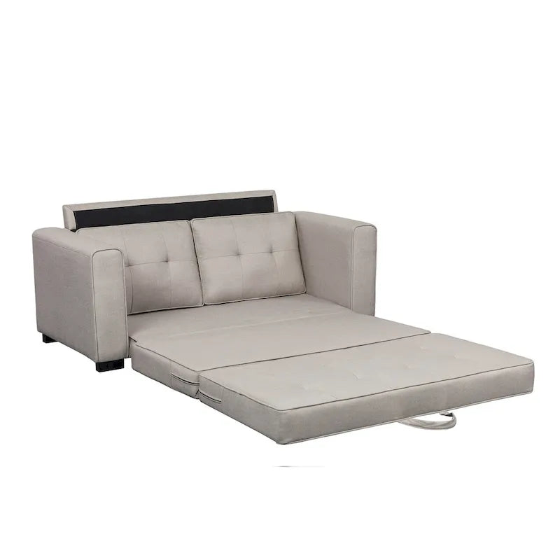 Tufted Fabric Convertible Sleeper Loveseat with Wood Frame and Foam Cushions